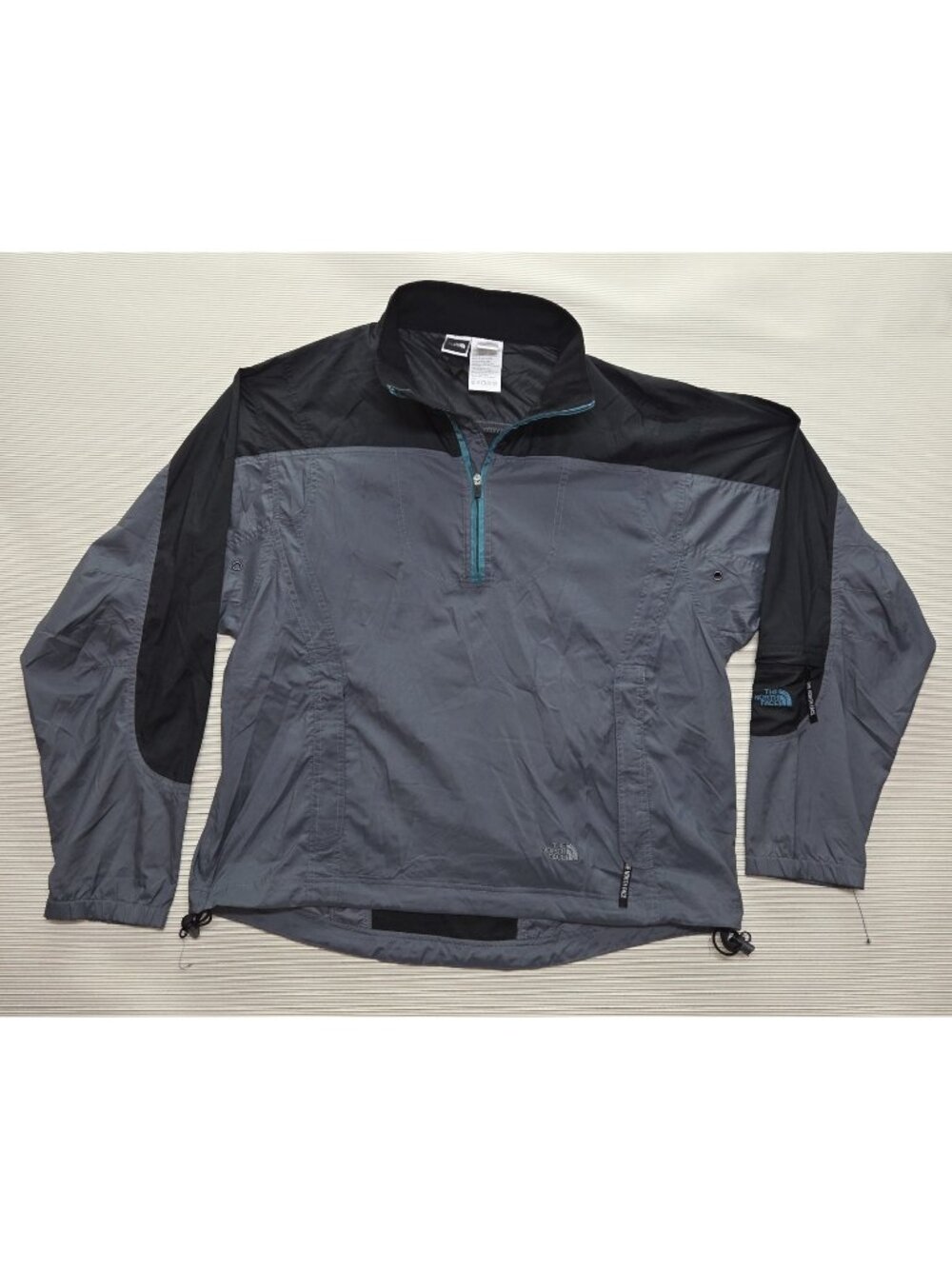 Vtg The North Face Jacket Windbreaker Mens Sz Large Gray Black 1/4Zip